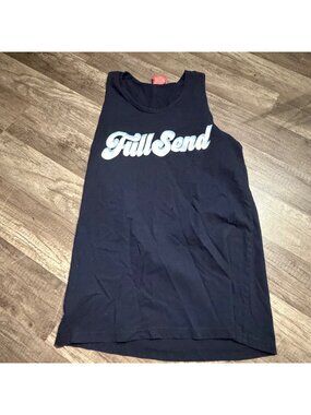 Full Send Mens Navy Tank Top Medium Cotton Sleeveless Casual Graphic Tee
